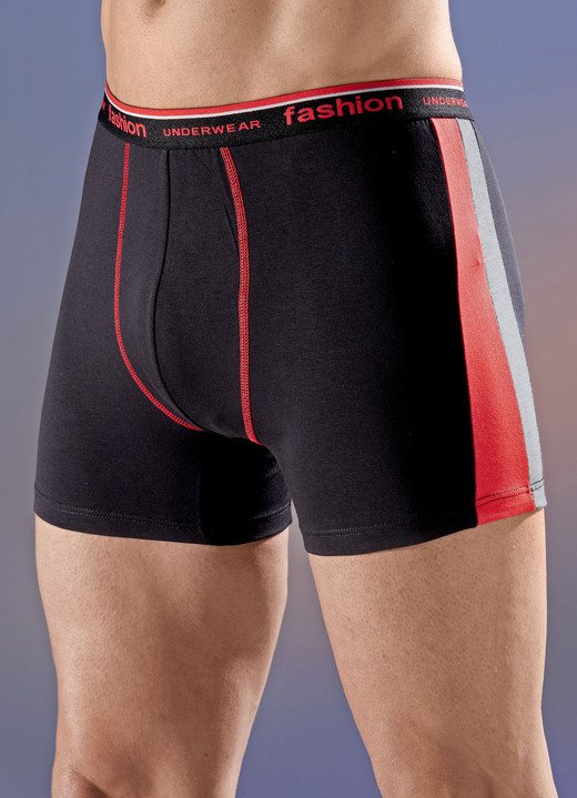 Underkläder för män - Fyrpack byxor med elastisk linning, i storlek 005 till 011, i färg 2X SVART-RÖD-GRÅ MELERAD, 2X VANLIG SVART