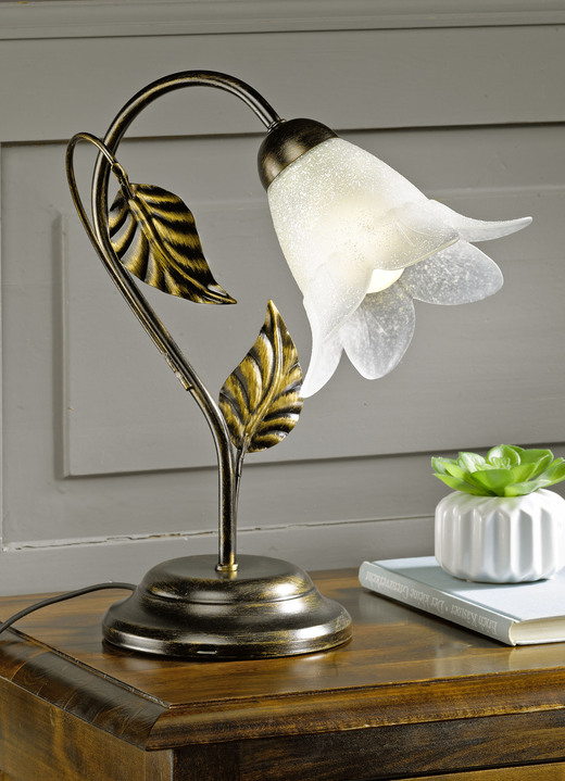 Lampor & armaturer - Bordslampa i metall med dekorativt bladverk, i färg BRUNT SVART GULD
