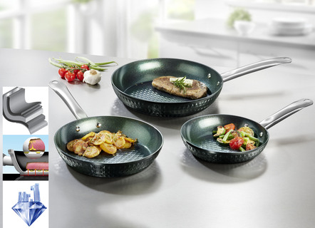 Ceraflon 3-delad panuppsättning med diamant non-stick beläggning
