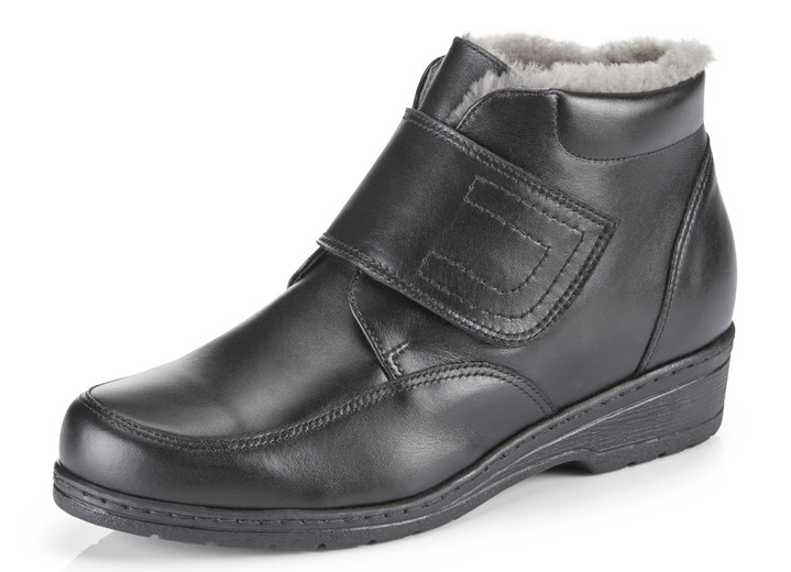 Damskor - ELENA EDEN ankelboots gjorda av ko-anilinläder, i storlek 036 till 042, i färg SVART Utsikt 1