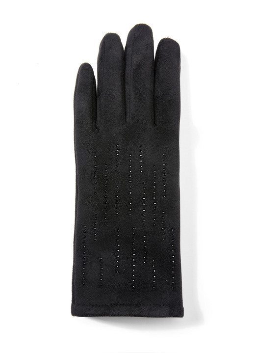 Tillbehör - Handske med eleganta, gnistrande glitterapplikationer, i färg SVART Utsikt 1