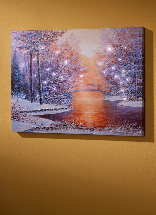 - Batteridriven canvas LED-bild på träram, i färg SVART
