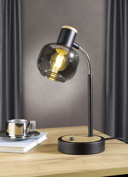 Lampor & armaturer - Snygg bordslampa med tonat glas, i färg SVART-NATURLIG Utsikt 1