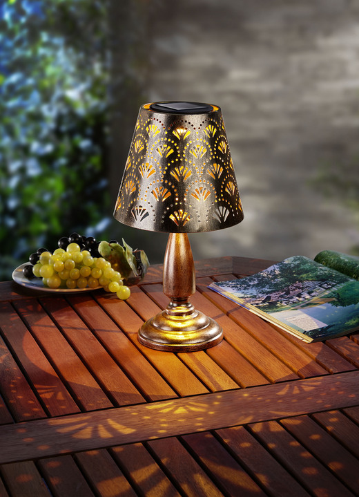 Trädgårdsbelysning - Exceptionellt vacker solcellsbordslampa, i färg BRONS
