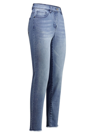 Eleganta jeans med fina strass och franskant
