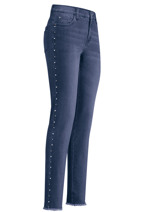 - Eleganta jeans med fina dekorativa pärlor, i storlek 017 till 048, i färg MÖRKBLÅ Utsikt 1