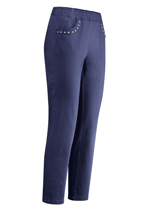 7/8-byxor, capribyxor, bermudashorts - 7/8 långa jeans, i storlek 019 till 058, i färg MÖRKBLÅ Utsikt 1