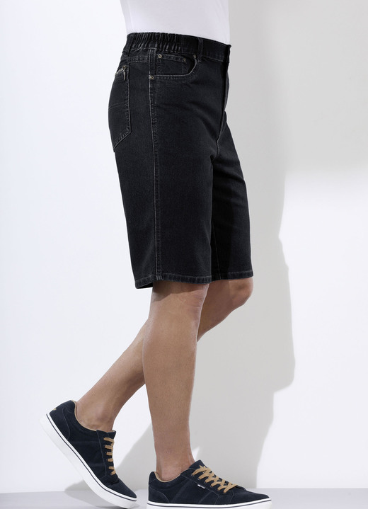 Shorts & bermudashorts - Denim bermudashorts med stretch i midjan i 3 färger, i storlek 024 till 060, i färg SVART Utsikt 1