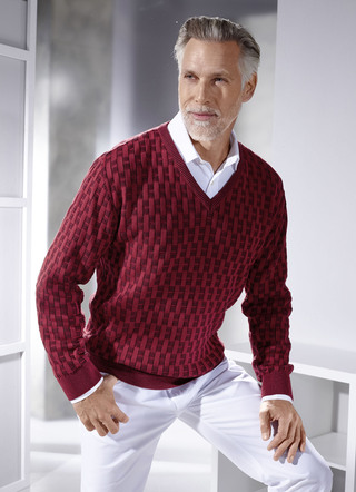 V-ringad tröja med texturerat mönster i 3 färger