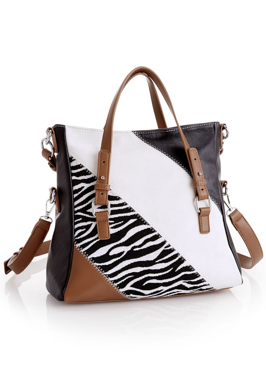 Väskor för kvinnor - Collezione Alessandro-väska med zebradesign, i färg SVART-ECRU Utsikt 1