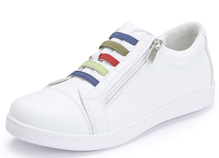 Damskor - Andrea Conti sneakers med färgglada elastiska band, i storlek 036 till 042, i färg VIT Utsikt 1