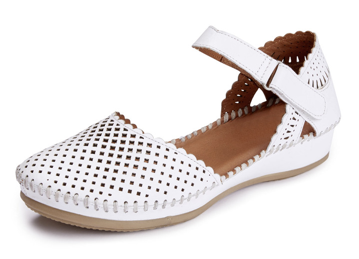Sandaletter & slip in-skor - ELENA EDEN sandal tillverkad av mjukt nappakläder, i storlek 036 till 042, i färg VIT Utsikt 1
