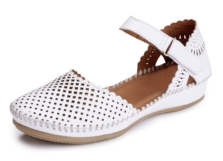 Sandaletter & slip in-skor - ELENA EDEN, sommarsandaler för dam, vidd G, tillverkade av läder, i storlek 036 till 042, i färg VIT Utsikt 1