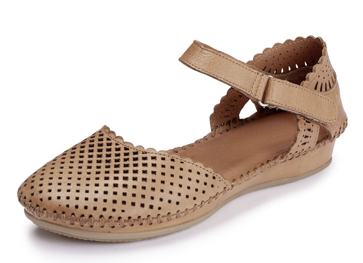 Sandaletter & slip in-skor - ELENA EDEN, sommarsandaler för dam, vidd G, tillverkade av läder, i storlek 036 till 042, i färg COGNAC Utsikt 1
