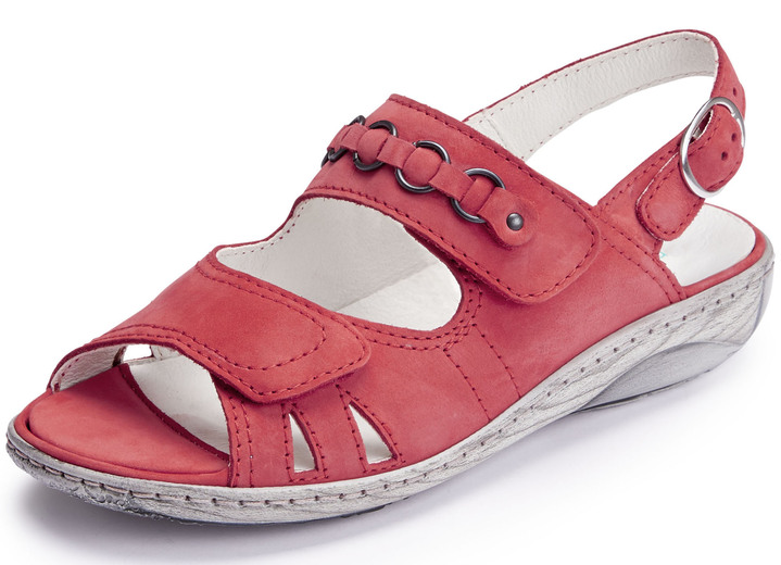 Sandaletter & slip in-skor - Ranger-sandal tillverkad av bästa nubuckläder, i storlek 3 1/2 till 8, i färg LJUSRÖD Utsikt 1