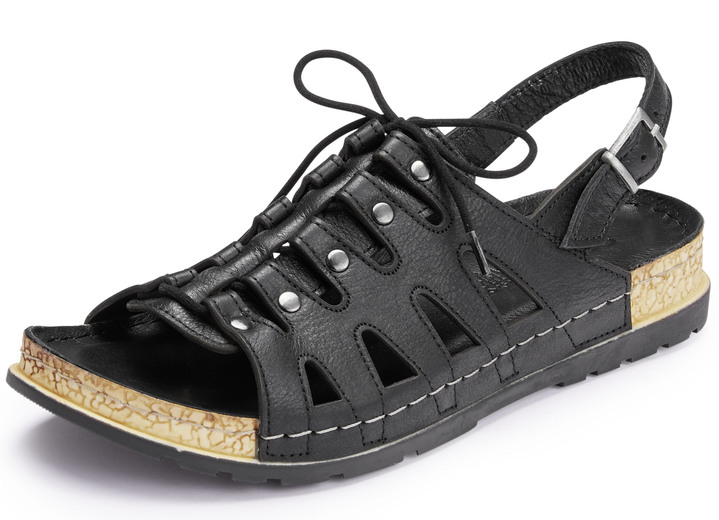Sandaletter & slip in-skor - Gemini sandal med elastisk dekorativ snörning, i storlek 036 till 042, i färg SVART Utsikt 1