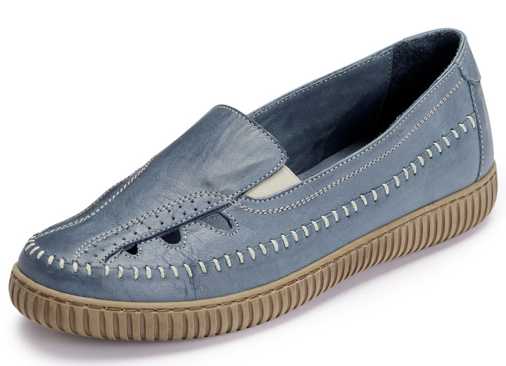Damskor - Gemini loafer i nappaläder av ko, i storlek 036 till 042, i färg JEANS Utsikt 1
