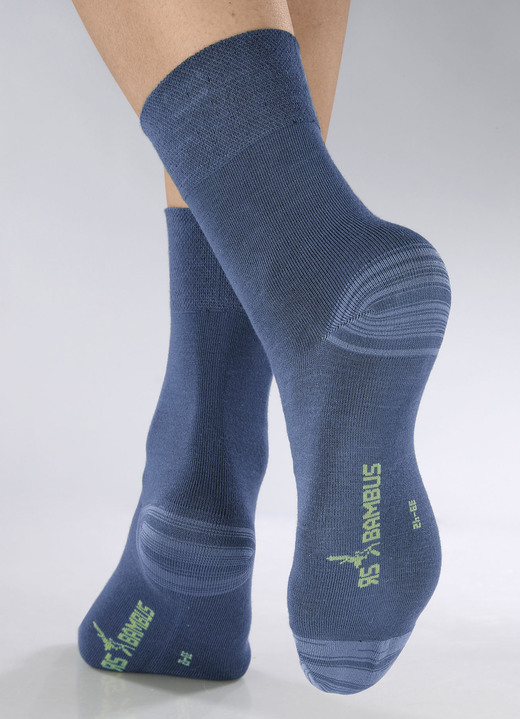 Strumpor & strumpbyxor - Förpackning med sex strumpor i olika färger, i storlek 1 (skostorlek 35-38) till 3 (skostorlek 43-46), i färg 2X MELERAD DENIMBLÅ, 2X MELERAD MARINBLÅ, 2X MELERAD MIDNATTSBLÅ Utsikt 1