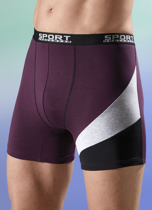 Underkläder för män - Fyrapack byxor med elastiskt midjeband och inlägg, i storlek 005 till 011, i färg 2X BORDEAUX, 2X SVART