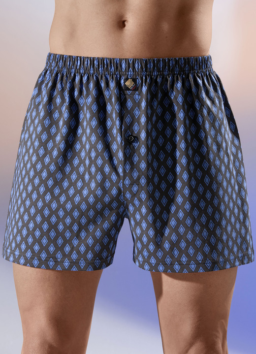 Underkläder för män - 4-pack boxershorts, heltäckande design, i storlek 005 till 012, i färg 2X SVARTBLÅ, 2X SVART-TURKOS