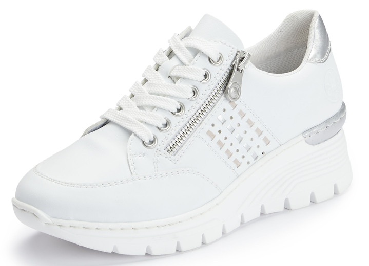 Damskor - Rieker, bekväma damsneakers, bredd G, med dragkedja, i storlek 036 till 042, i färg VIT Utsikt 1