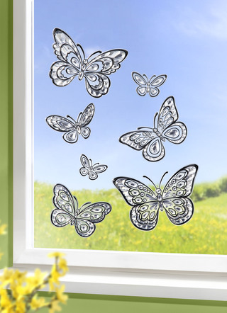 3D-fönsterdekoration fjärilar