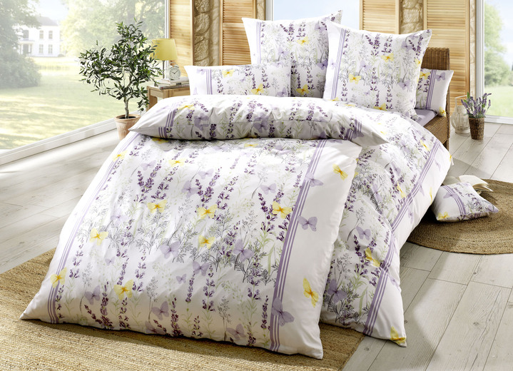 Påslakanset - Sängkläder set med färgglad lavendel äng, i storlek 112 (80/80 cm + 135/200 cm) till 912 (ekonomisats i 10 delar), i färg LILA Utsikt 1