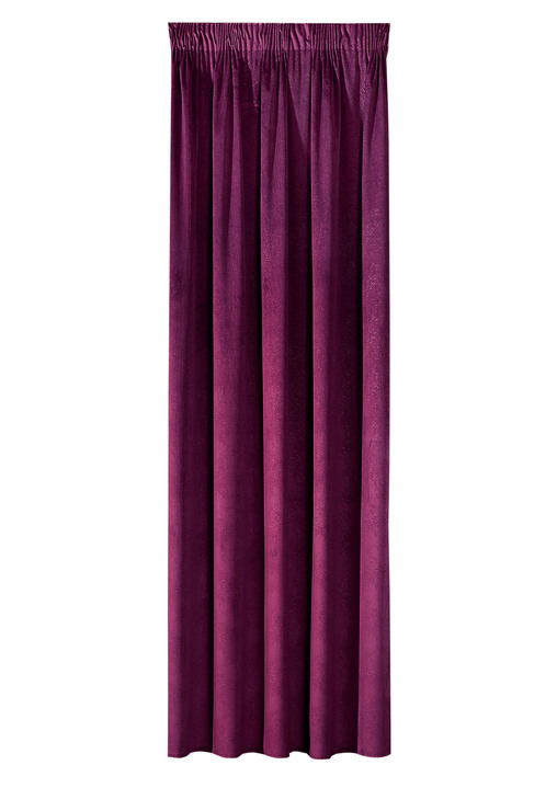 Klassisk - Energibesparande mörkläggningssjalar i sammetslook, i storlek 364 (H150xW140 cm) till 436 (H245xB140 cm), i färg BORDEAUX, I utförande med universal rälstejp Utsikt 1