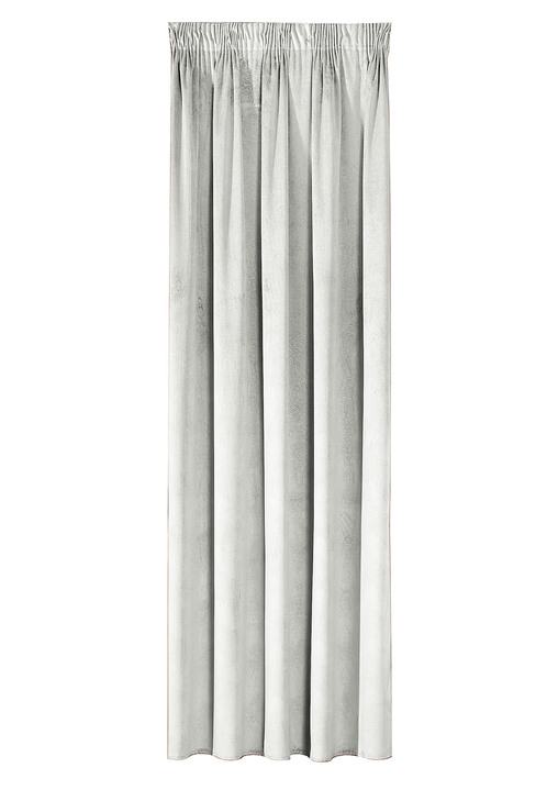 Klassisk - Energibesparande mörkläggningssjalar i sammetslook, i storlek 364 (H150xW140 cm) till 436 (H245xB140 cm), i färg GRÄDDE, I utförande med universal rälstejp Utsikt 1