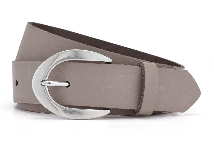 Tillbehör - Elegant läderbälte för damer, 3 cm brett, i storlek 100 till 110, i färg TAUPE Utsikt 1