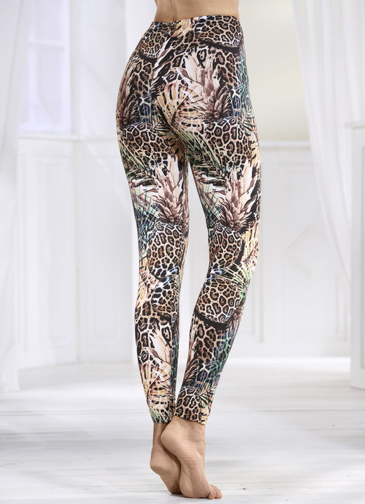Leggings - Laurina leggings med djungeldesign, i storlek L till XXL, i färg BRUNT-SVART-FÄRGERIGT Utsikt 1