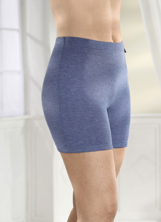 Höga trosor - Tvåpack Permatherm långbyxor, i storlek 3XL (56/58) till XXL (52/54), i färg MELODYERADE JEANS BLÅ Utsikt 1