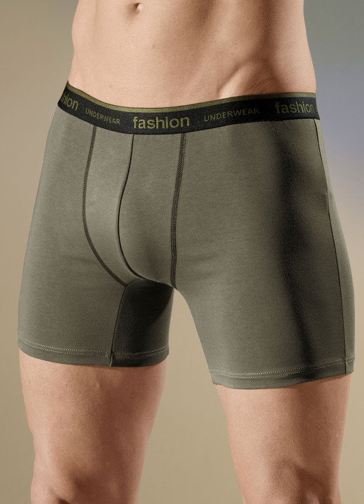 Underkläder för män - Fyrpack byxor med elastisk linning, i storlek 005 till 011, i färg 2X OLIV, 2X AUBERGINE