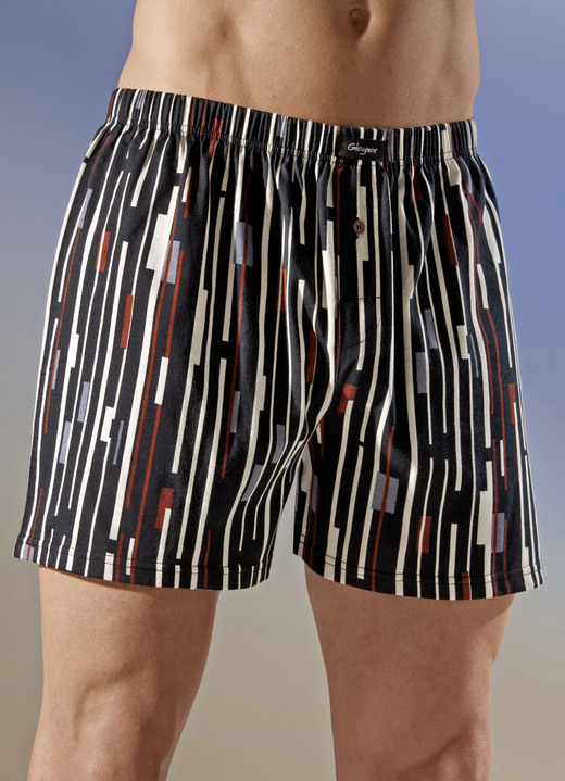 Underkläder för män - Fyrapack boxershorts med randig design, i storlek 005 till 014, i färg 2X SVART-FÄRG, 2X GRÅ-FÄRG
