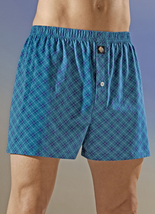 Underkläder för män - Fyrapack rutiga boxershorts, i storlek 005 till 016, i färg 2X BENSIN NAVY, 2X MARIN BENSIN