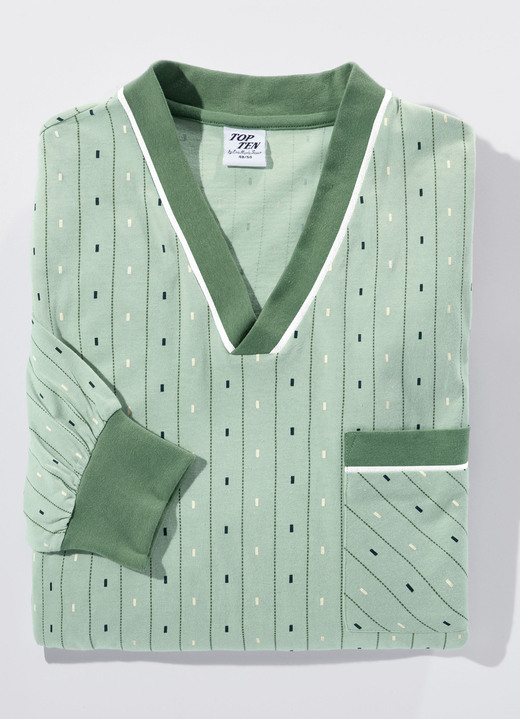 Nattplagg - Nattlinne med V-ringning och bröstficka, i storlek 3XL (64/66) till XXL (60/62), i färg LIMEGRÖN Utsikt 1