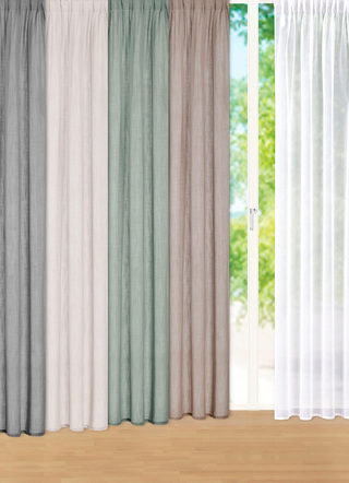 Halvtransparent gardin i linnelook