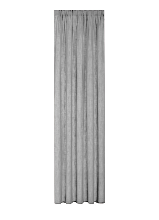 Klassisk - Halvtransparent gardin i linnelook, i storlek 160 (H160xW140 cm) till 456 (H245xW140 cm), i färg GRÅ, I utförande Med multifunktionsband Utsikt 1