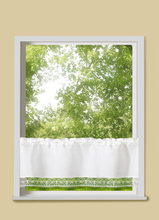 Korta gardiner - Korta persienner med fina fjärilsbroderier, i storlek 786 (korta grindar, H45xB 90 cm) till 788 (korta grindar, H45xB120 cm), i färg GRÄDDE Utsikt 1