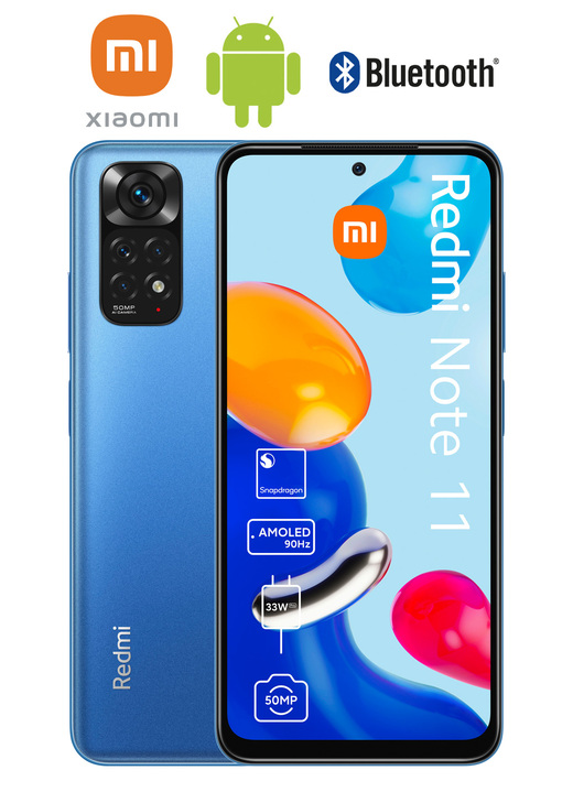 - Xiaomi Redmi Note 11 smartphone, i färg BLÅ Utsikt 1