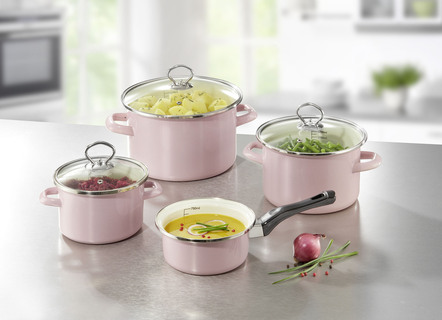 7-delars emaljkruka set