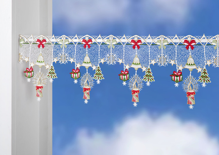 Fönsterbilder - Julstolpdekoration gjord av äkta Plauenspets, i storlek 628 (H20xB 48 cm) till 668 (H20xB112 cm), i färg FÄRGRIK