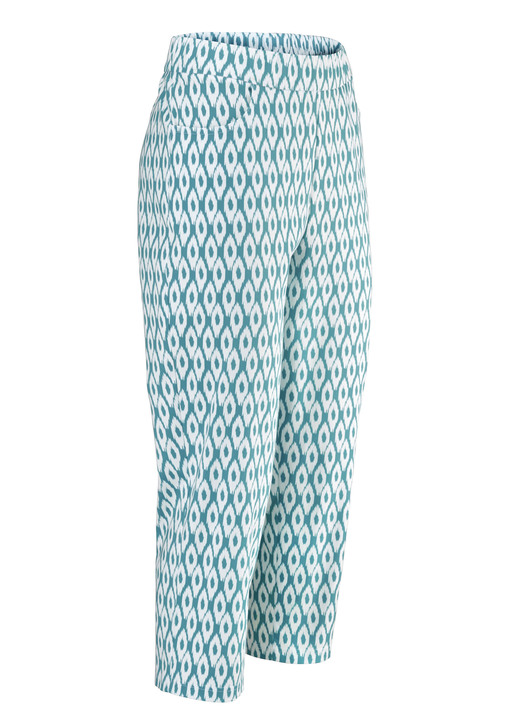 Byxor med resårlinning - Capri byxor i en bekväm pull-on stil, i storlek 036 till 052, i färg TURKOS ECRU Utsikt 1