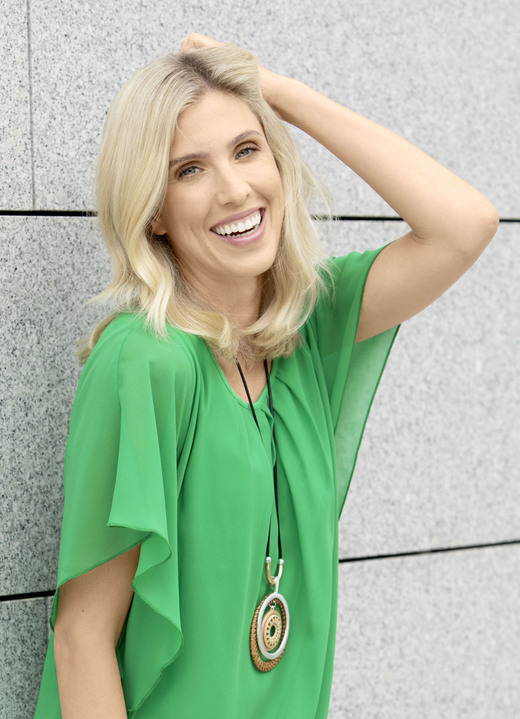 Modesmycken - Underbart halsband tillverkat av en intressant blandning av material, i färg BEIGE Utsikt 1