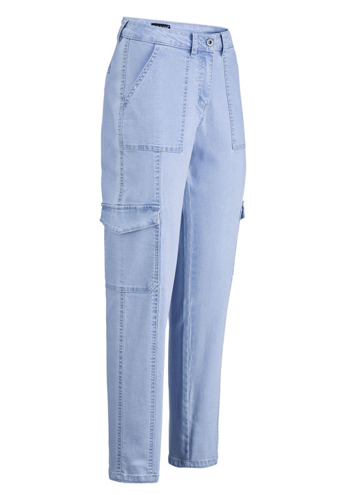 Byxor med knapp & dragkedja - Cargo jeans, i storlek 017 till 050, i färg LJUSBLÅ Utsikt 1