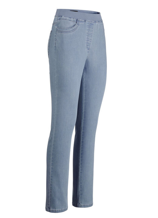 Byxor med resårlinning - Jeans i dra-på-modell, i storlek 018 till 052, i färg LJUSBLÅ Utsikt 1