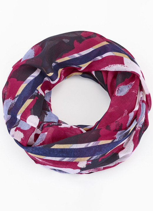 Tillbehör - Loop-scarf med fantasidesign, i färg SVART-VITT Utsikt 1