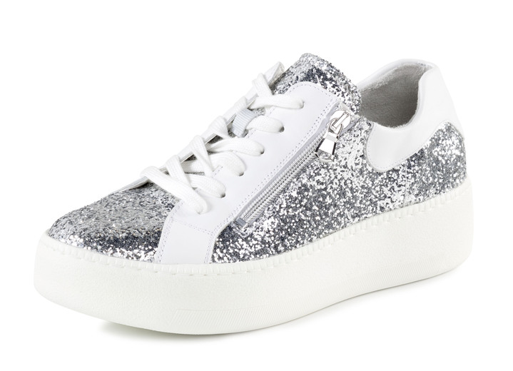 Damskor - Waldläufer sneakers med spritt glitter och leopardtryck, i storlek 3 1/2 till 8, i färg SVART-VITT Utsikt 1