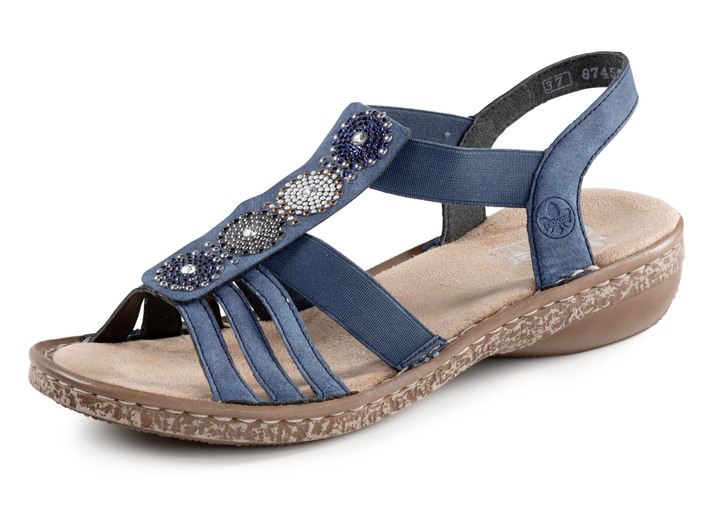 Damskor - Rieker sandal med strass, i storlek 036 till 042, i färg JEANSBLÅ Utsikt 1