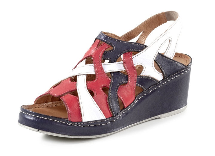 Sandaletter & slip in-skor - Gemini-sandaler gjorda av nappaläder i kohud, i storlek 036 till 042, i färg BLÅ-VIT-RÖD Utsikt 1